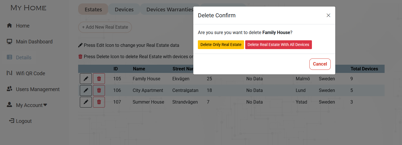 Delete Real Estate