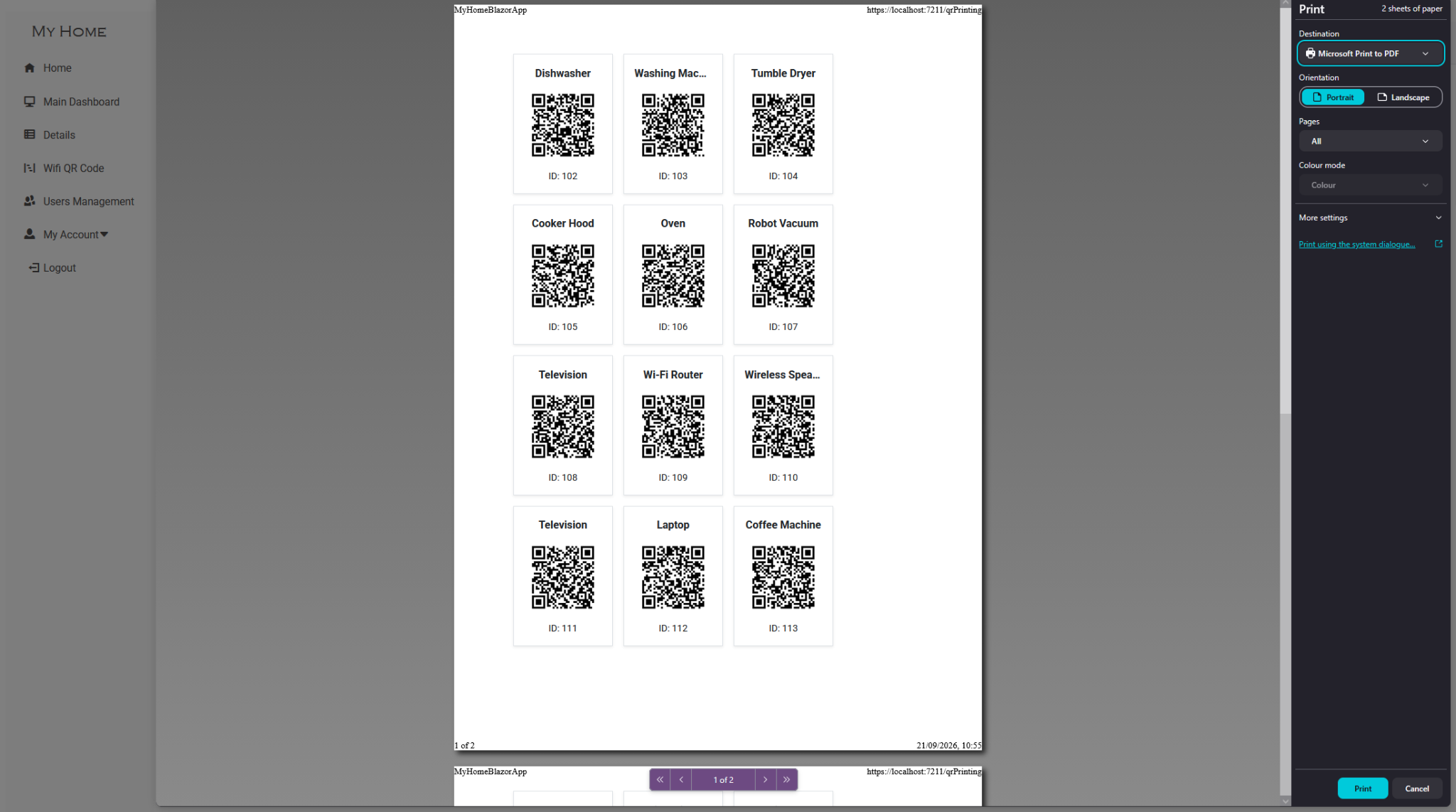 Print Device QR Codes